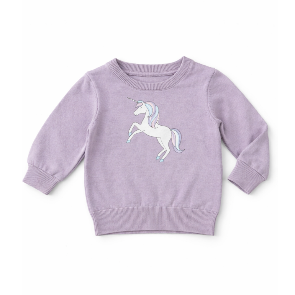 Baby Girl Purple Unicorn Sweatshirt - كنزة يونيكورن