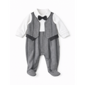 Baby Boy Grey Formal Overall with Bow Tie - أفرول أطفال ولادي رمادي رسمي مع بابيون