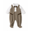 Baby Boy Brown Formal Overall with Bow Tie - أفرول أطفال ولادي بني رسمي مع بابيون