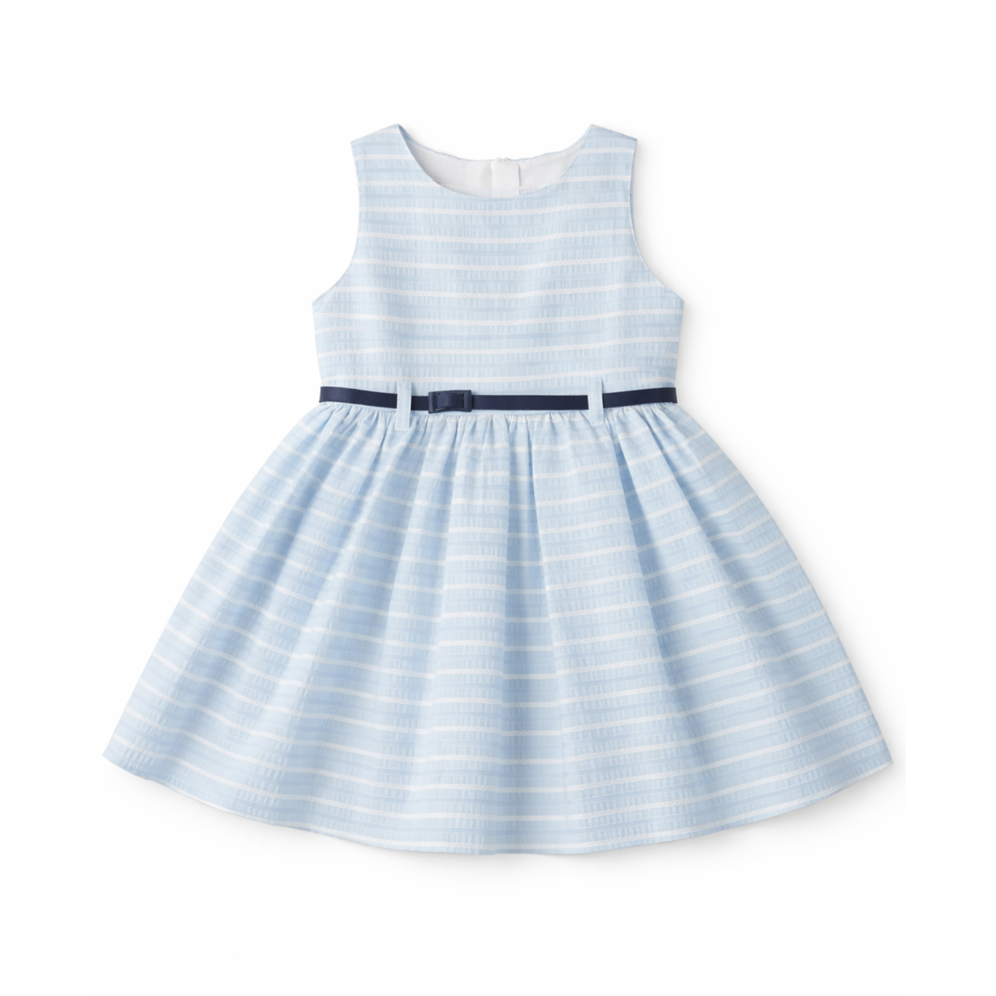 Girls Light Blue Belted Dress - فستان بناتي أزرق فاتح مع حزام